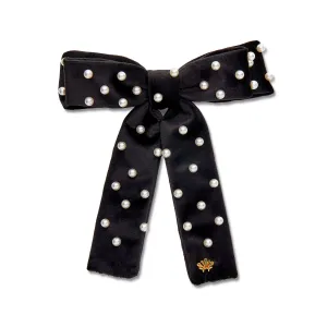 JET PEARL EMBELLISHED ANTOINETTE BOW BARRETTE