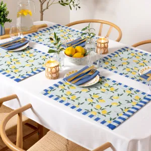 Lemons Set of 4 Indoor/Outdoor Placemats Blue