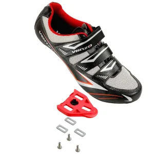 Venzo Bicycle Men's Road Cycling Riding Shoes - 3 Straps - Compatible with Look Delta & for Shimano SPD-SL - Perfect for Road Racing Bikes - Black - 9.5 US Men